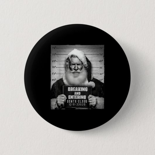 Santa Breaking Entering Mugshot Funny Christmas Ho Button (Vorderseite)