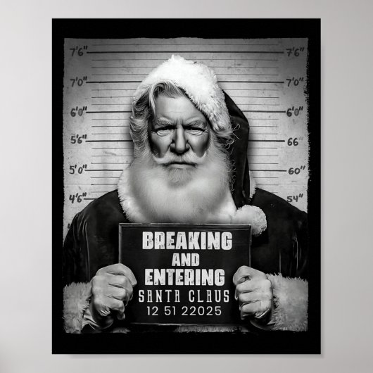 Santa Breaking Entering Mugshot Funny Christmas Ho Poster (Vorne)