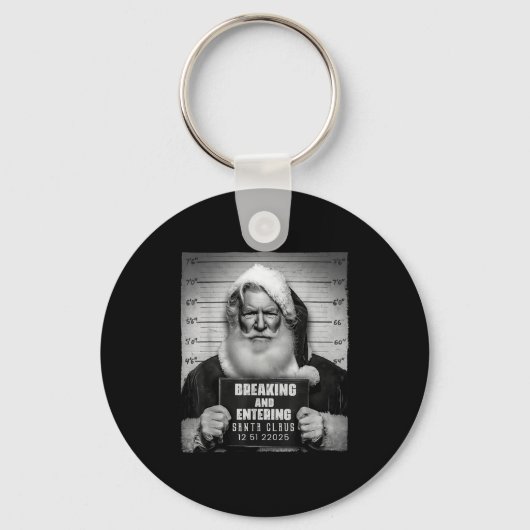 Santa Breaking Entering Mugshot Funny Christmas Ho Schlüsselanhänger (Vorderseite)