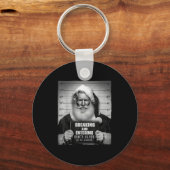 Santa Breaking Entering Mugshot Funny Christmas Ho Schlüsselanhänger (Vorderseite)