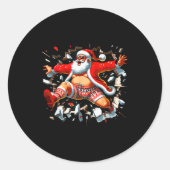 Santa Breaking Through Wall Xmas In July Boys Ugly Runder Aufkleber (Vorderseite)