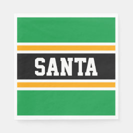 SANTA Bright Green Black Yellow Streifen Serviette