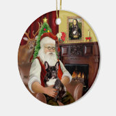 Santa Brindle French Bulldog Keramik Ornament (Links)
