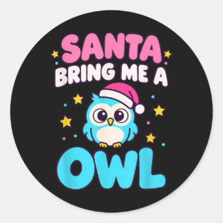 Santa Bring A Owl Christmas Funny Christmas Animal Runder Aufkleber