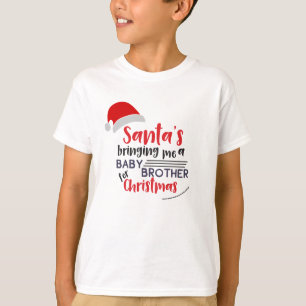 Santa Bringing Baby Brother Shirt - Kinder Weihnac