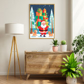 Santa Bringing Presents and Puppies | Wall Art Poster