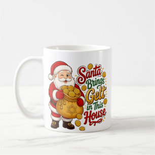 Santa bringt Geld in diesem Haus Christmukka Jude Kaffeetasse