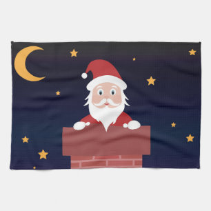 Santa bringt Geschenke in der Weihnachtsnacht Geschirrtuch