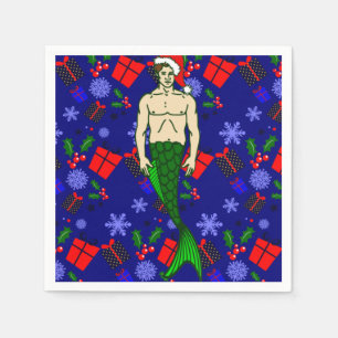 santa brunette merman ugly xmas gifts serviette