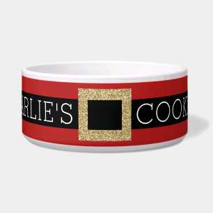 Santa Buckle Personalisierter Glitzer Name Katze o Napf