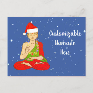 Santa Buddha Namaste individuell anpassbar Feiertagspostkarte