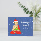 Santa Buddha Namaste individuell anpassbar Feiertagspostkarte (Stehend Vorderseite)
