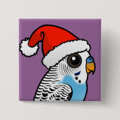 Santa Budgie Blue Button (Vorderseite)