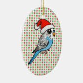 Santa Budgie Blue Keramikornament (Rechts)