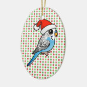 Santa Budgie Blue Keramikornament (Links)