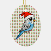 Santa Budgie Blue Keramikornament (Hinten)