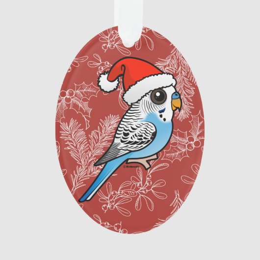 Santa Budgie Blue Ornament (Vorderseite)
