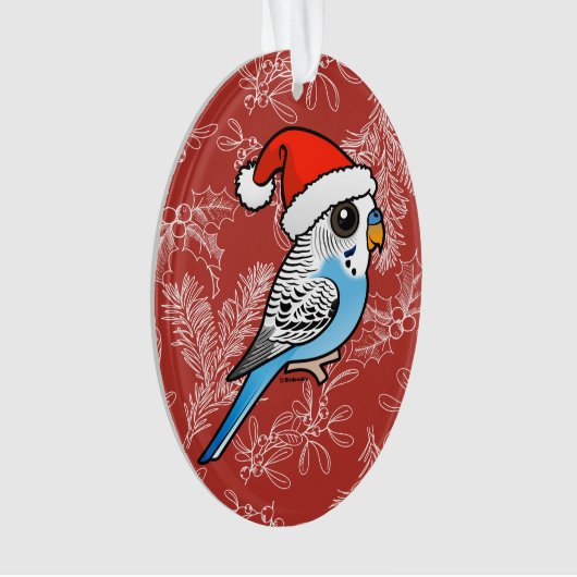 Santa Budgie Blue Ornament (Vorderseite)