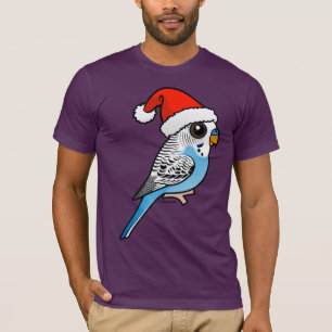 Santa Budgie Blue T-Shirt