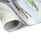 Santa Budgie Budgies Blumenmuster Papier Geschenkpapier (Rolleneckpunkt)