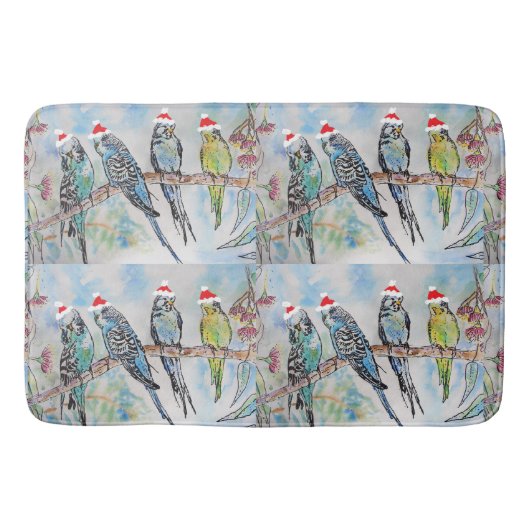 Santa Budgie Budgies Musterteppichpapier Badematte (Vorderseite)