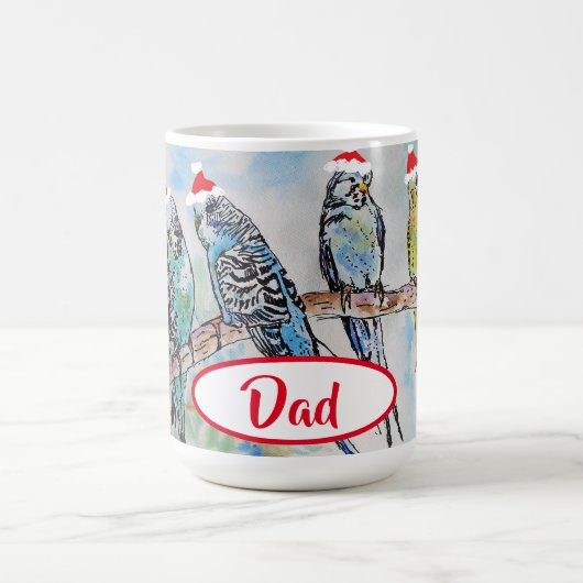 Santa Budgie Christmas Budgies Budgerigar Bird Dad Kaffeetasse (Mittel)