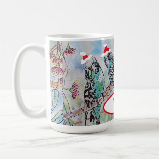 Santa Budgie Christmas Budgies Budgerigar Bird Dad Kaffeetasse (Links)