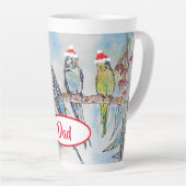Santa Budgie Christmas Budgies Budgerigar Bird Dad Milchtasse (Rechte Ecke)