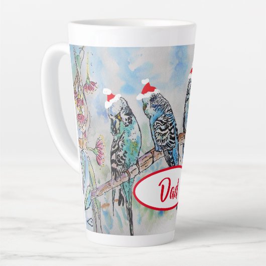 Santa Budgie Christmas Budgies Budgerigar Bird Dad Milchtasse (Linke Ecke)