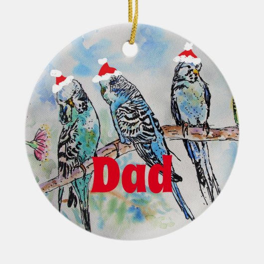 Santa Budgie Parrot Budgies Papa Vater Ornament (Vorne)
