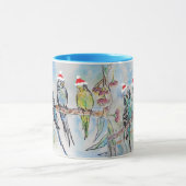 Santa Budgie Weihnachts-Tasse Blue Tasse (Zentrum)