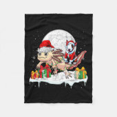 Santa Bull Terrier Riding Axolotl Weihnachtsbesitz Fleecedecke (Vorderseite)