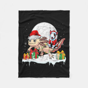 Santa Bull Terrier Riding Axolotl Weihnachtsbesitz Fleecedecke