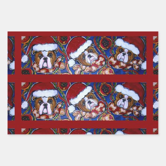 SANTA BULLDOG GESCHENKPAPIER SET (Vorderseite)