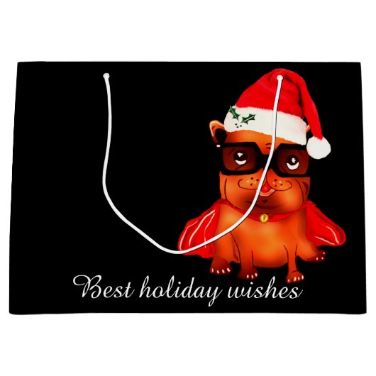 Santa-Bulldogge Große Geschenktüte (Vorderseite)