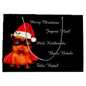 Santa-Bulldogge Große Geschenktüte (Rückseite)
