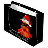 Santa-Bulldogge Große Geschenktüte (Vorderseite Schrägansicht)