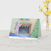 Santa Bunny Faltes Grußkarte Karte (Gelbe Blume)