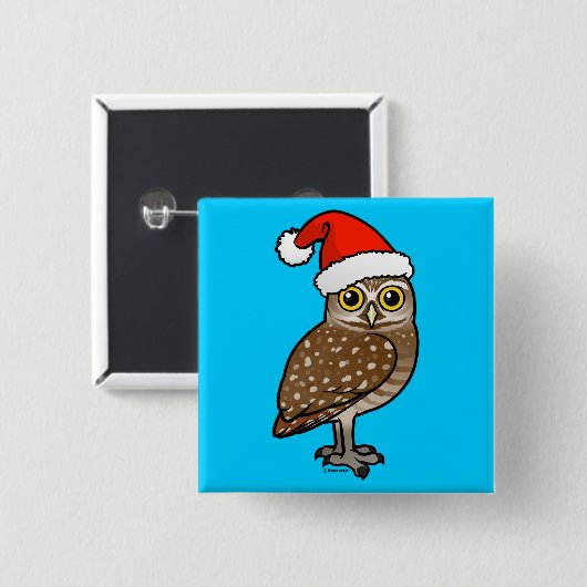 Santa Burrowing Owl Button (Vorne & Hinten)