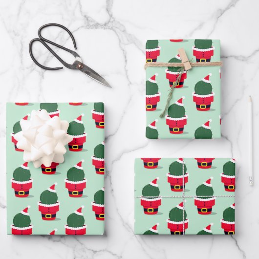 Santa Cactus Christmas Geschenkpapier Set (Vorderseite)