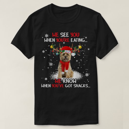 Santa Cairn Terrier Reindeer Light Christmas Pajam T-Shirt (Design vorne)