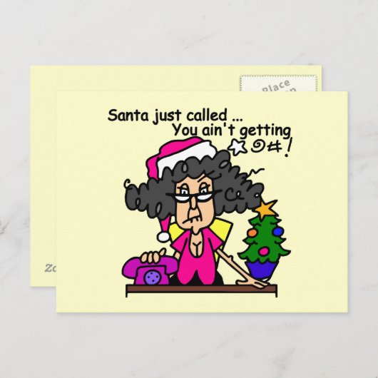 Santa Called Feiertagspostkarte (Vorne/Hinten)