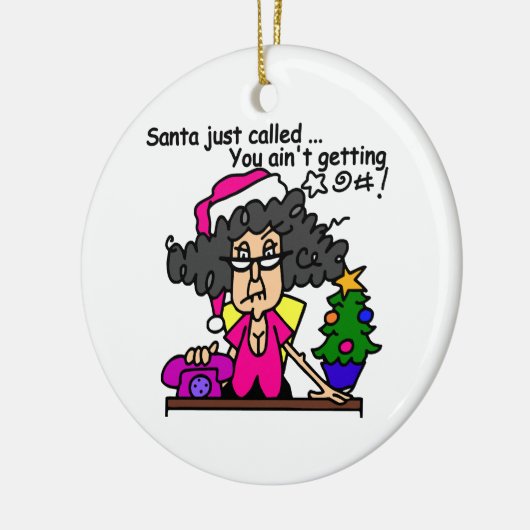 Santa Called Keramik Ornament (Links)