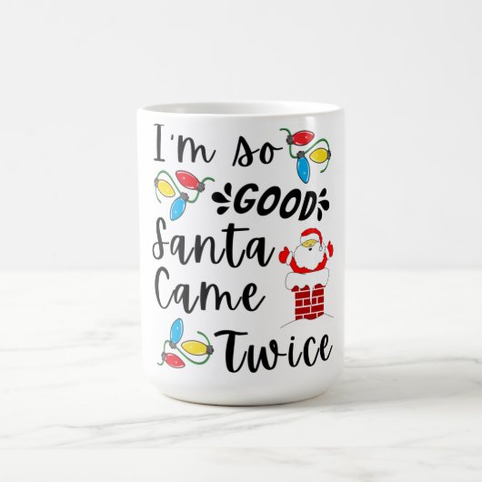 Santa Came Zweimal Erwachsene Pun Familie Weihnach Kaffeetasse (Mittel)