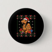 Santa Camel Christmas Ugly Sweater Funny Holiday P Button (Vorderseite)