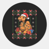 Santa Camel Christmas Ugly Sweater Funny Holiday P Runder Aufkleber (Vorderseite)