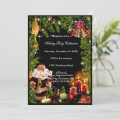 Santa Candles Bells Weihnachtsfeierliche Party Ein Einladung (Stehend Vorderseite)