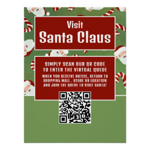Santa Candy, Besuch Santa, QR Code Queue Poster