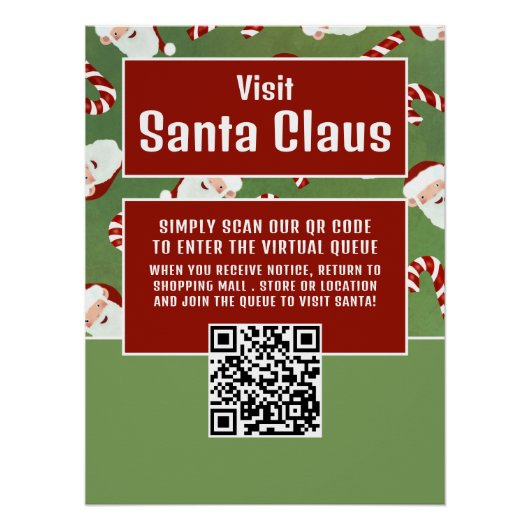 Santa Candy, Besuch Santa, QR Code Queue Poster (Vorderseite)