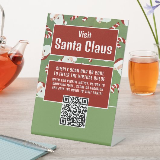 Santa Candy, Besuch Santa, QR Code Queue Sockelschild (In Situ)